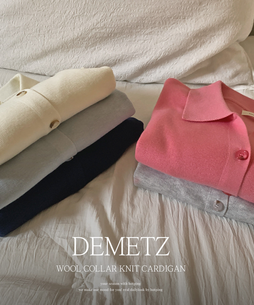 Hot Ping [Wool Included][Steady Seller💖][MADE] Dimetz_Short-Sleeved Ver Collar-Neck Wool Knit Cardigan (44–110) (New Spring-Spring Cardigan-Interseasonal Coordination-Daily Look-Casual Look)