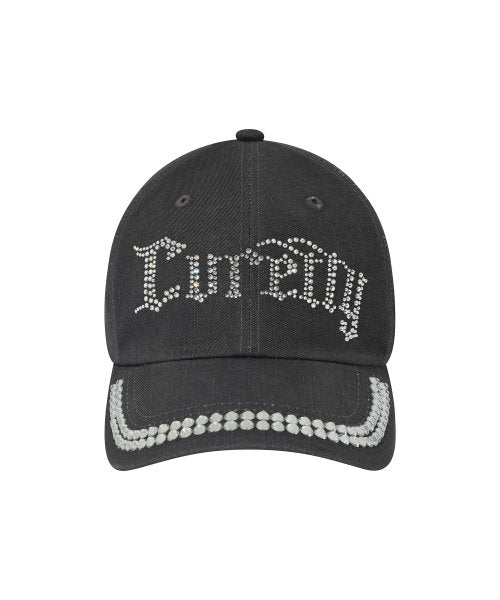 C Rhinestone Ball Cap_Charcoal