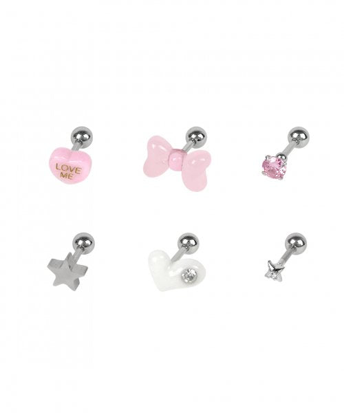 [SET] Ribbon Heart Cubic Piercing