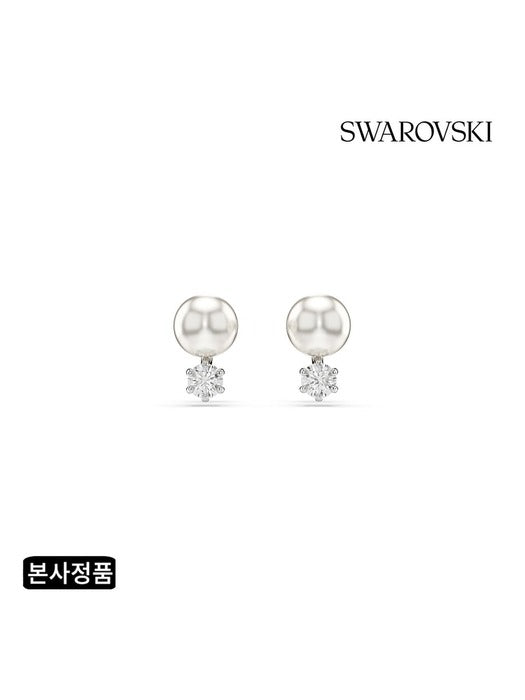[Authentic Product/Shopping Bag Included] Matrix Rhodium Crystal Pearl Stud Earrings 5694225