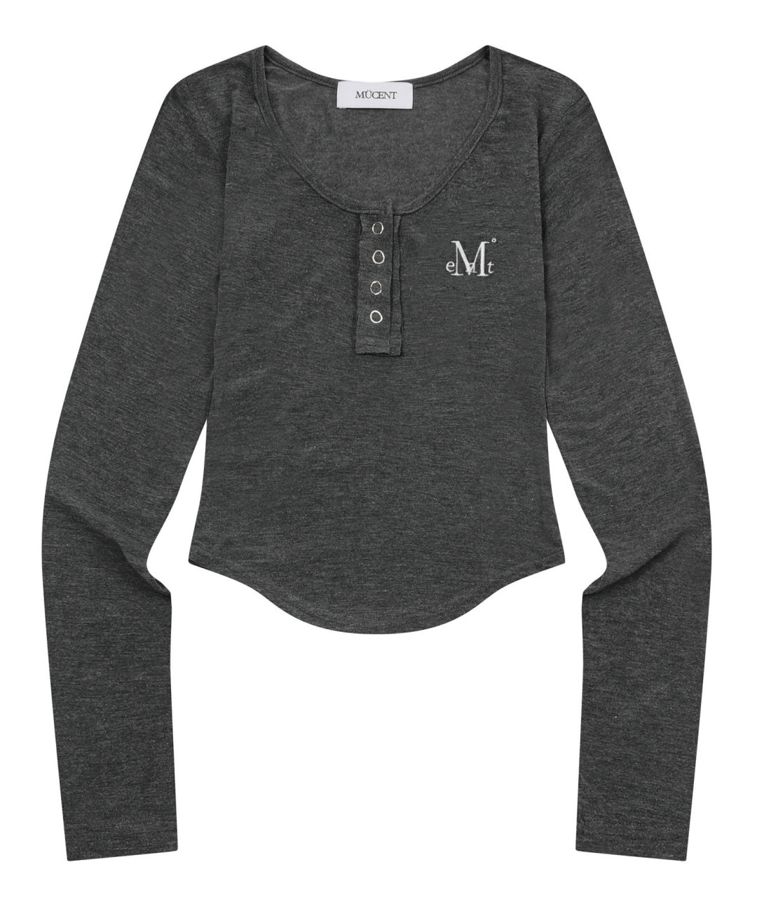 Mucent Haring Signature Logo Snap Button Unneck Rolled Tee (4 Colors)