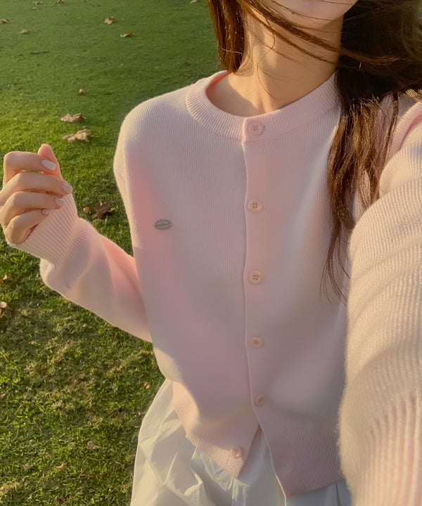 Real Coco [Only] [Spring🌸/Soft Fabric/made] Mallie Pendant Knit Cardigan - 6 Colors (Long-Sleeved/Round/Crop/Open Look/Campus Look/Working Look/Cherry Blossom Look)