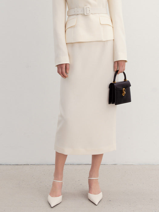 AVIVA H-line long skirt (Ivory/Jet black)