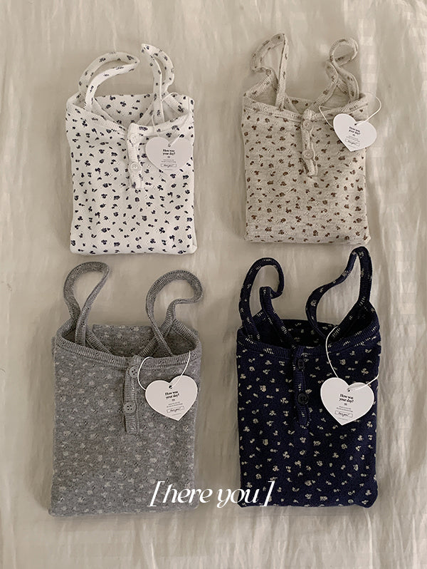 Explosive orders on glass / Self-made 🎉 [here you] Koji Leaf Single Sleeveless - 4 colors (*Sold on the same day / Bubble cover / Flower sleeveless / Flower sleeveless / Spring / Layered look)