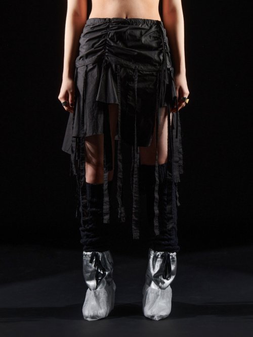 UNBALANCE TASSEL SKIRT BLACK