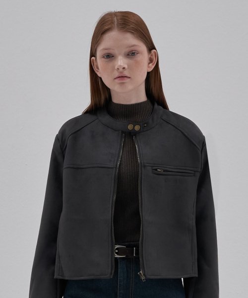 Black Suede Zip-up Jacket