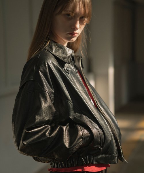 SIOT4075 Leather Bomber Jacket_Black