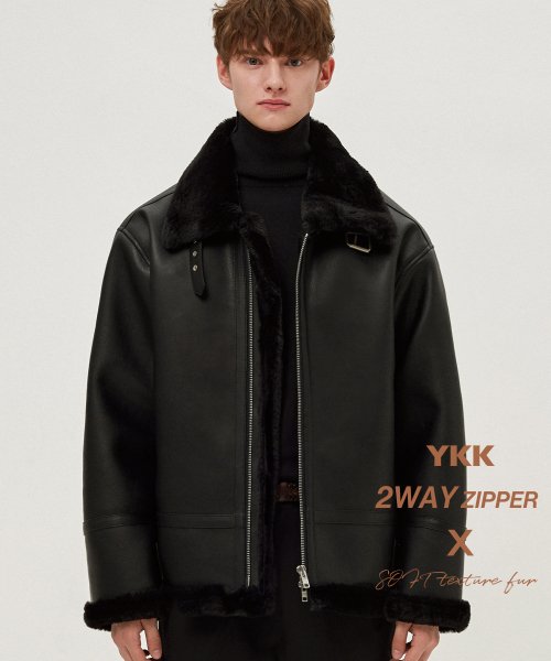 Overfit Solid Mouton Jacket (Black)