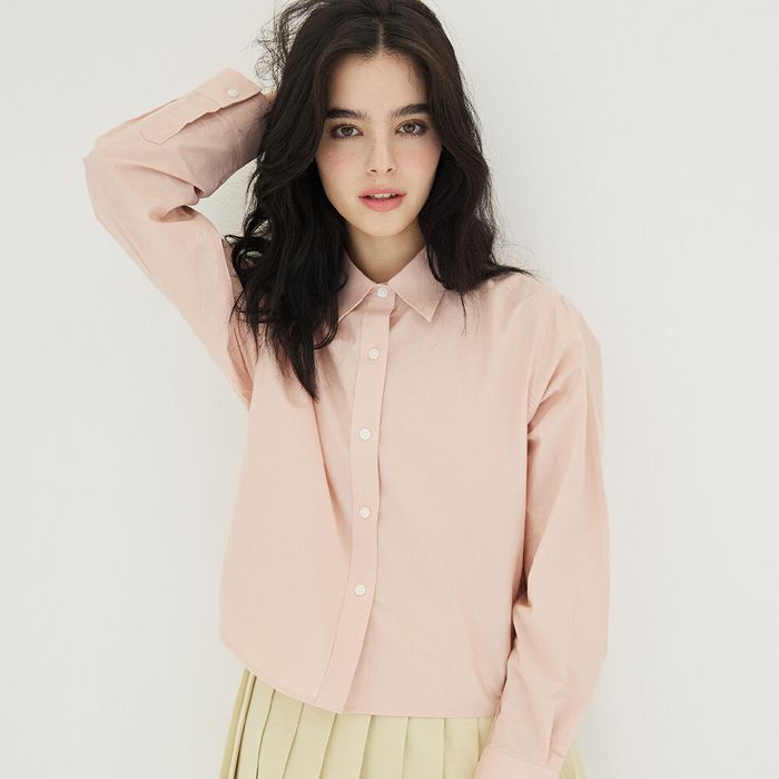 Poplin Cropped Shirt Pink