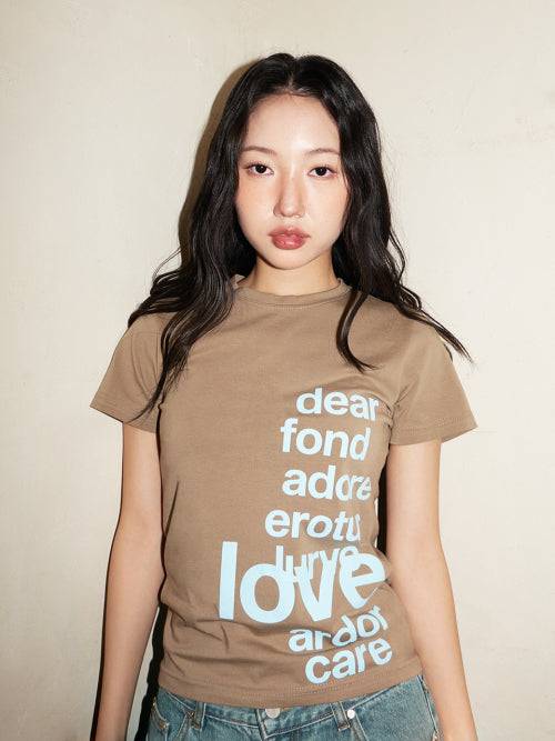 Lettering T-shirt, Brown