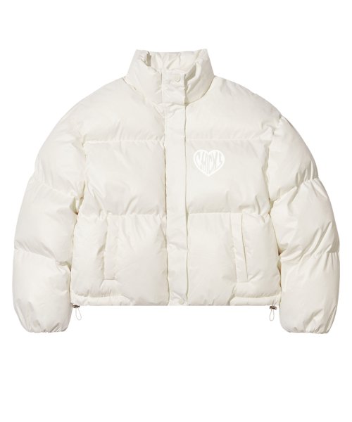 Heart White Short Padding Jumper White