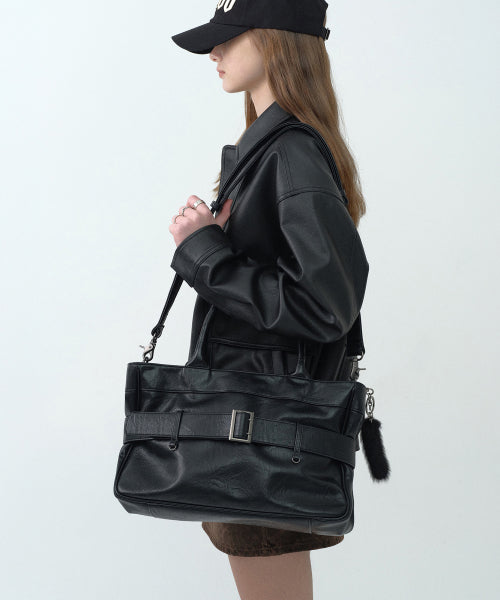 KIRSH KIRSH KIRSH X Viva Studio Buckle Point Tote Bag [Black] - Size & Review | Musinsa