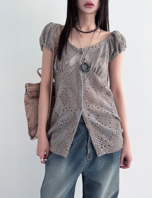 로웨어 layered vintage puff knit