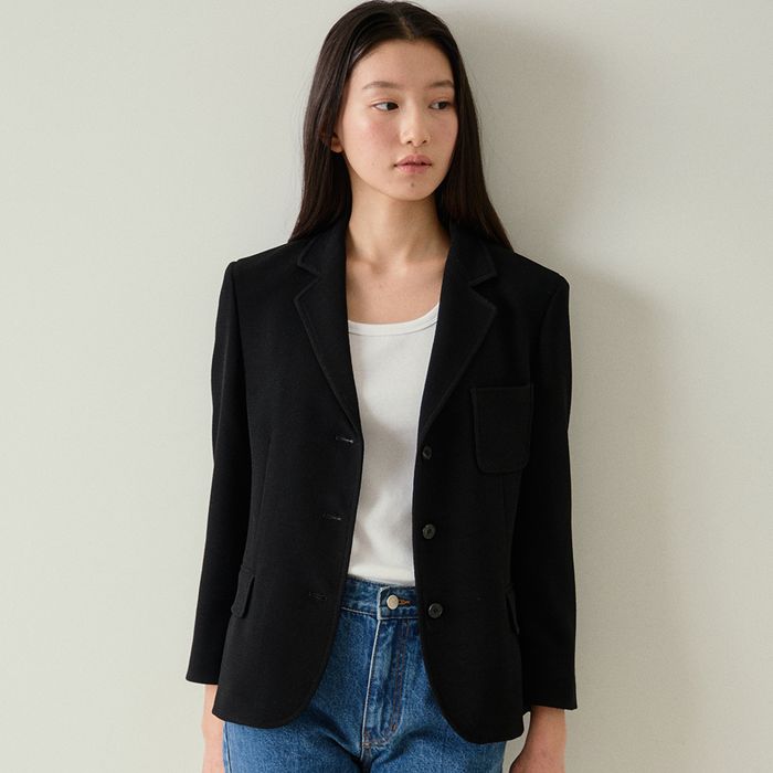 retro black single jacket [Japanese fabric] (black)