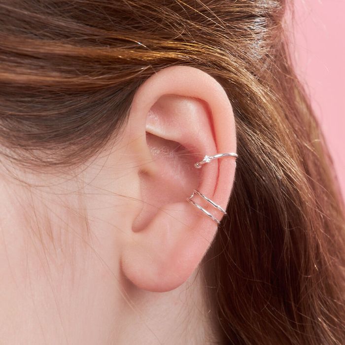 [silver925] line pearl cubic earcuff set
