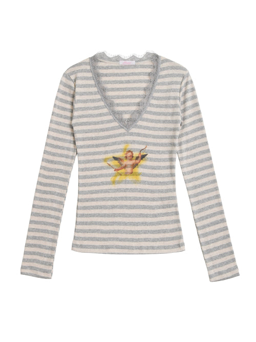 Angel Stripe T-shirt (Light Grey)